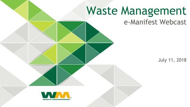 Waste Management e-Manifest Webcast